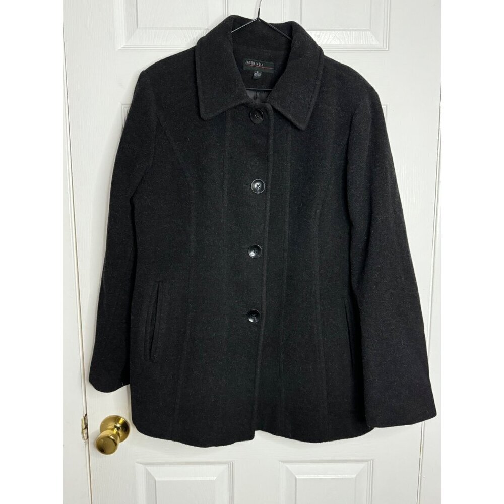 Jason Kole Black Wool Women's Size XL Warm Thick Soft Lined Car Coat